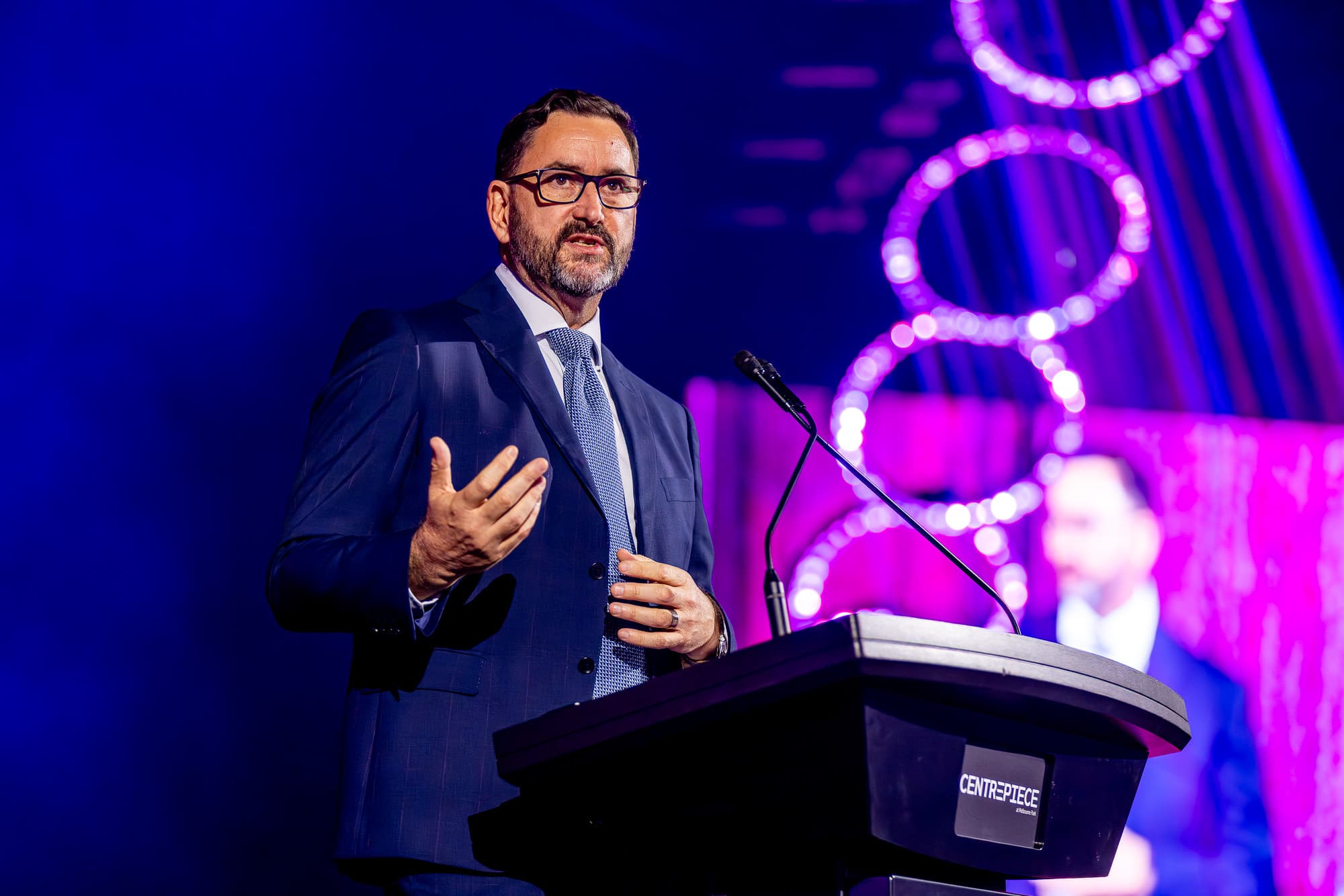 Rob Bristow, Innovation Victoria, CEO speaking at an event